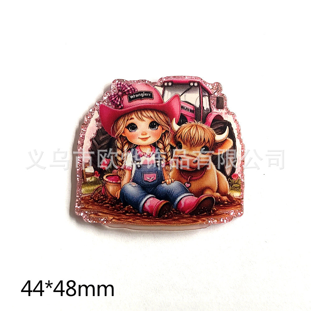 Wholesale  10pcs  New loose powder cartoon cute calf pony bag accessories acrylic cute DIY patch accessories