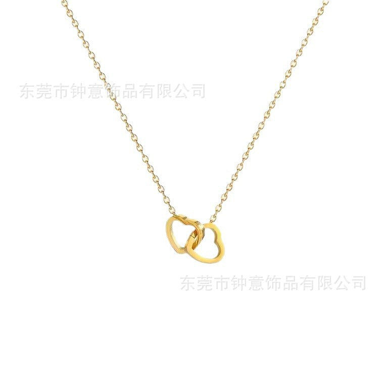 Wholesale Chinese Style Blessing Character To Attract Wealth and Fortune 18K Gold Plated Anti-allergic Titanium Steel Non-fading Necklaces