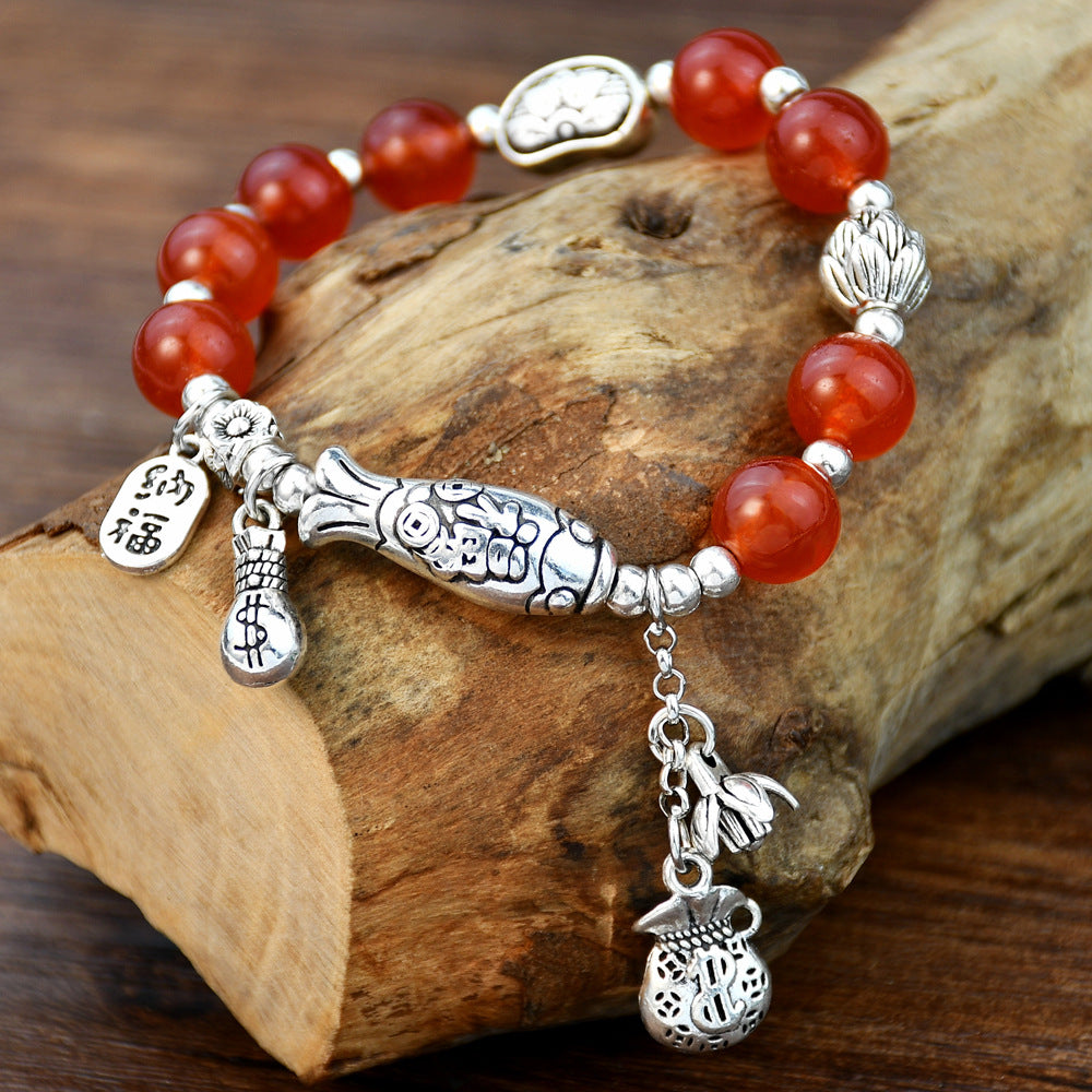 Wholesale Agate Beads Lucky Nafu Small Fish Bracelet