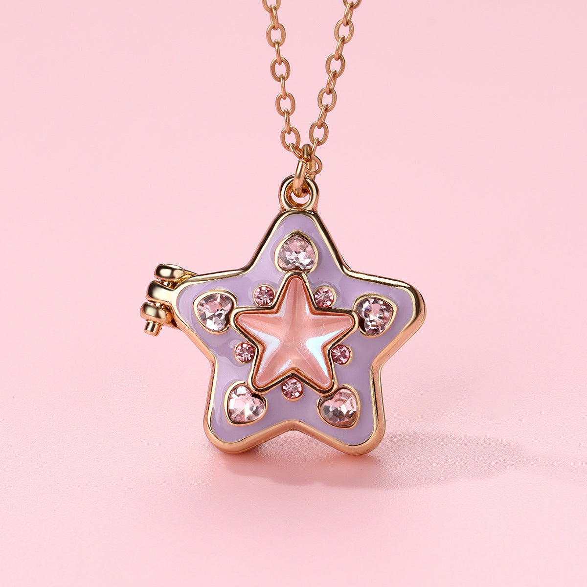 Wholesale  opening and closing five-pointed star colored diamond clavicle chain starfish necklace