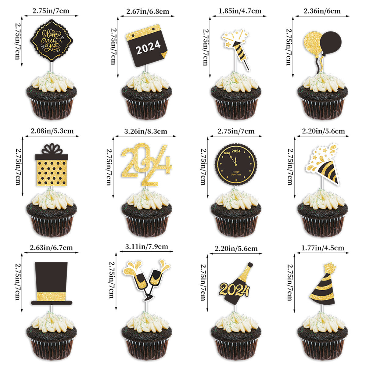 Wholesale 2024 New Year's Day Party Paper Cake Decoration Plugins