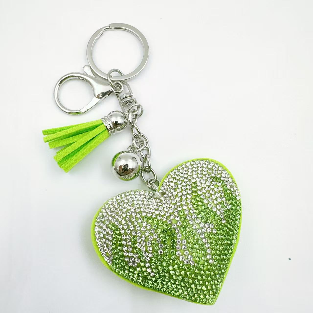 Wholesale Cute  Rhinestone  Flame Love Tassel Flannel Keychain
