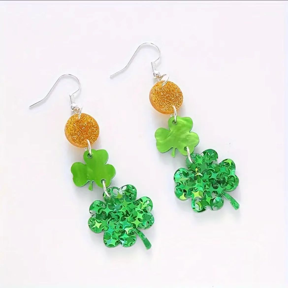 Wholesale St.  Patrick' s Day shamrock hat beer acrylic earrings