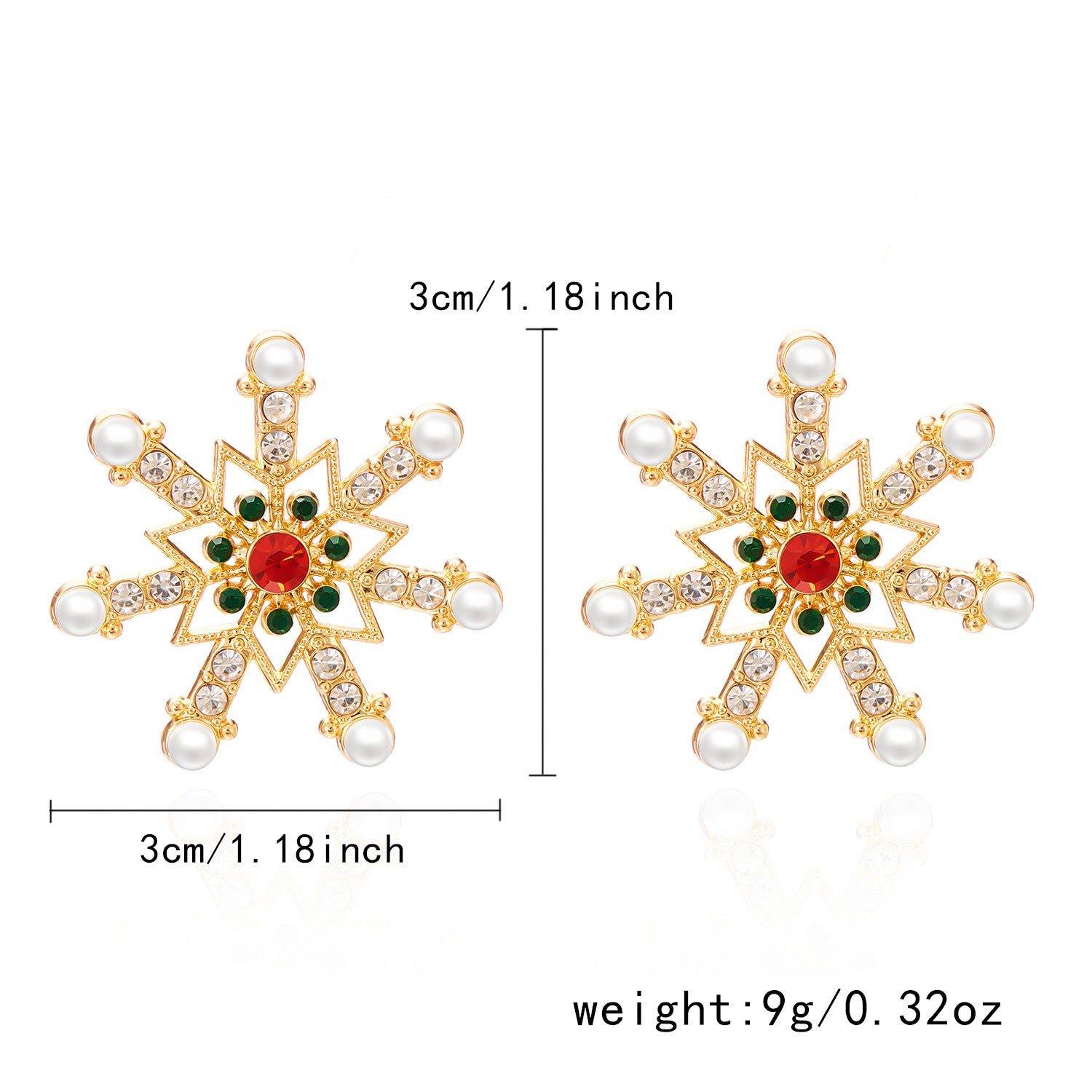Wholesale Christmas jewelry diamond snowflake pearl earrings