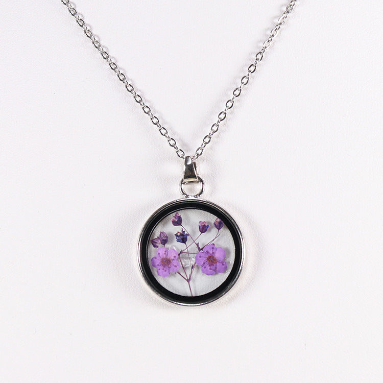 Wholesale 10pcs Four-leaf Clover Daisy Baby's Breath Pendant Necklace