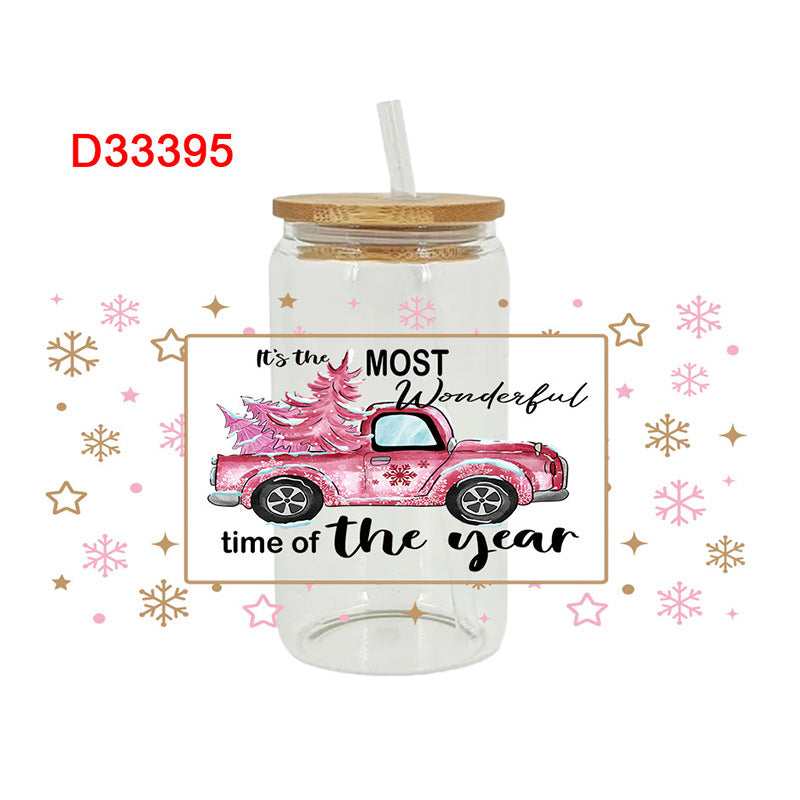 Wholesale Cute Christmas tree 16oz Cup UV DTF Wraps