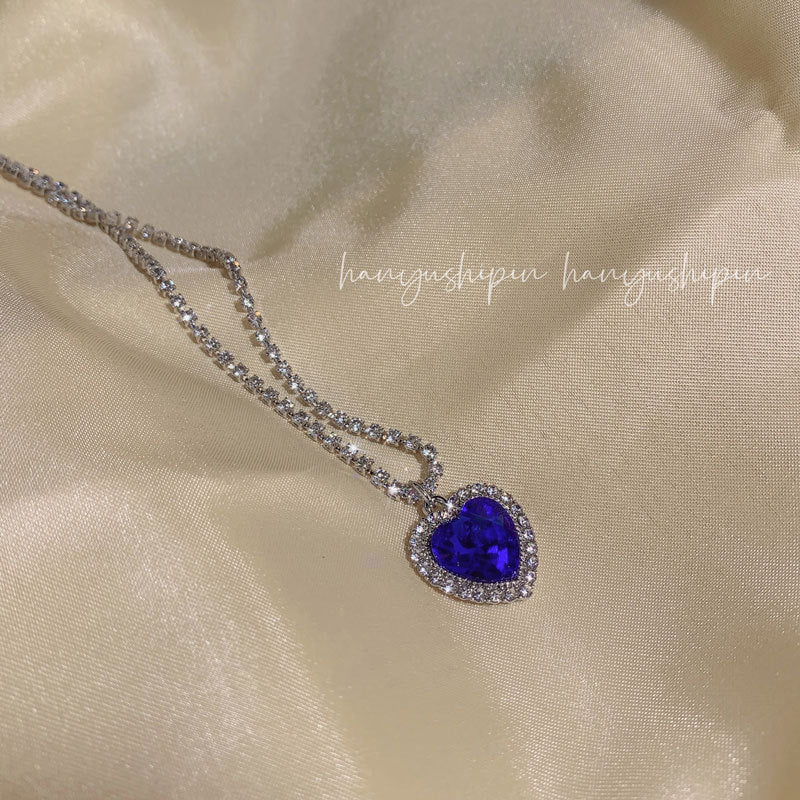 Wholesale Ocean Heart Diamond-inlaid Heart Necklace
