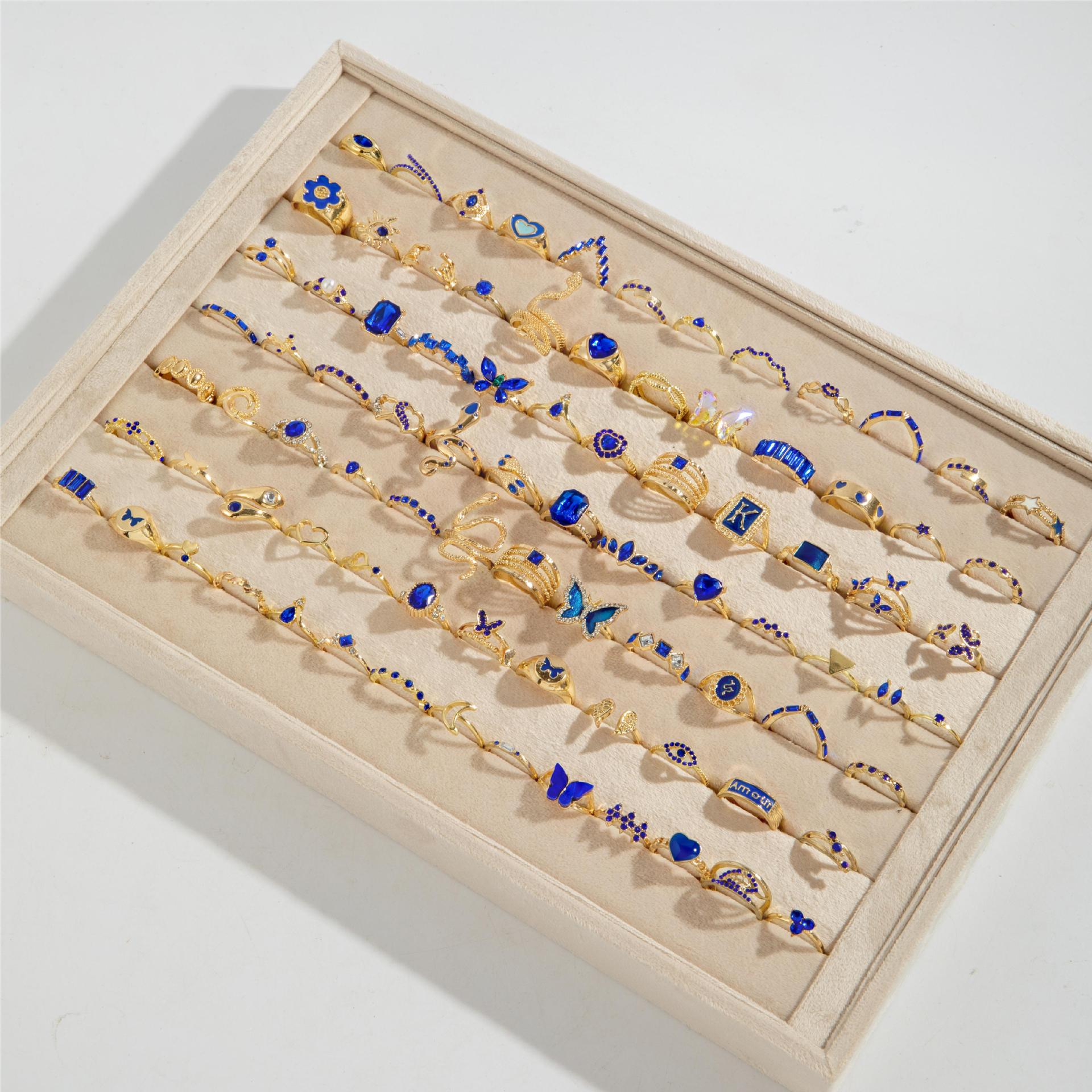 Wholesale Mixed batch of 15 diamond-studded butterfly and snake-shaped love rings