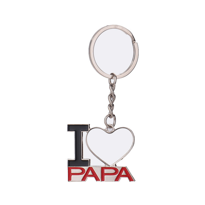 Wholesale Heat Transfer Blank PAPA Valentine's Day Blank Metal Keychain