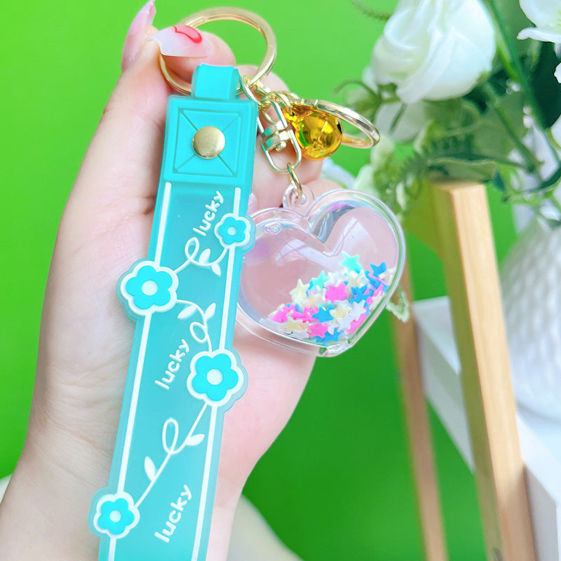 Wholesale Acrylic Into Oil Floating Stars Hearts Keychains