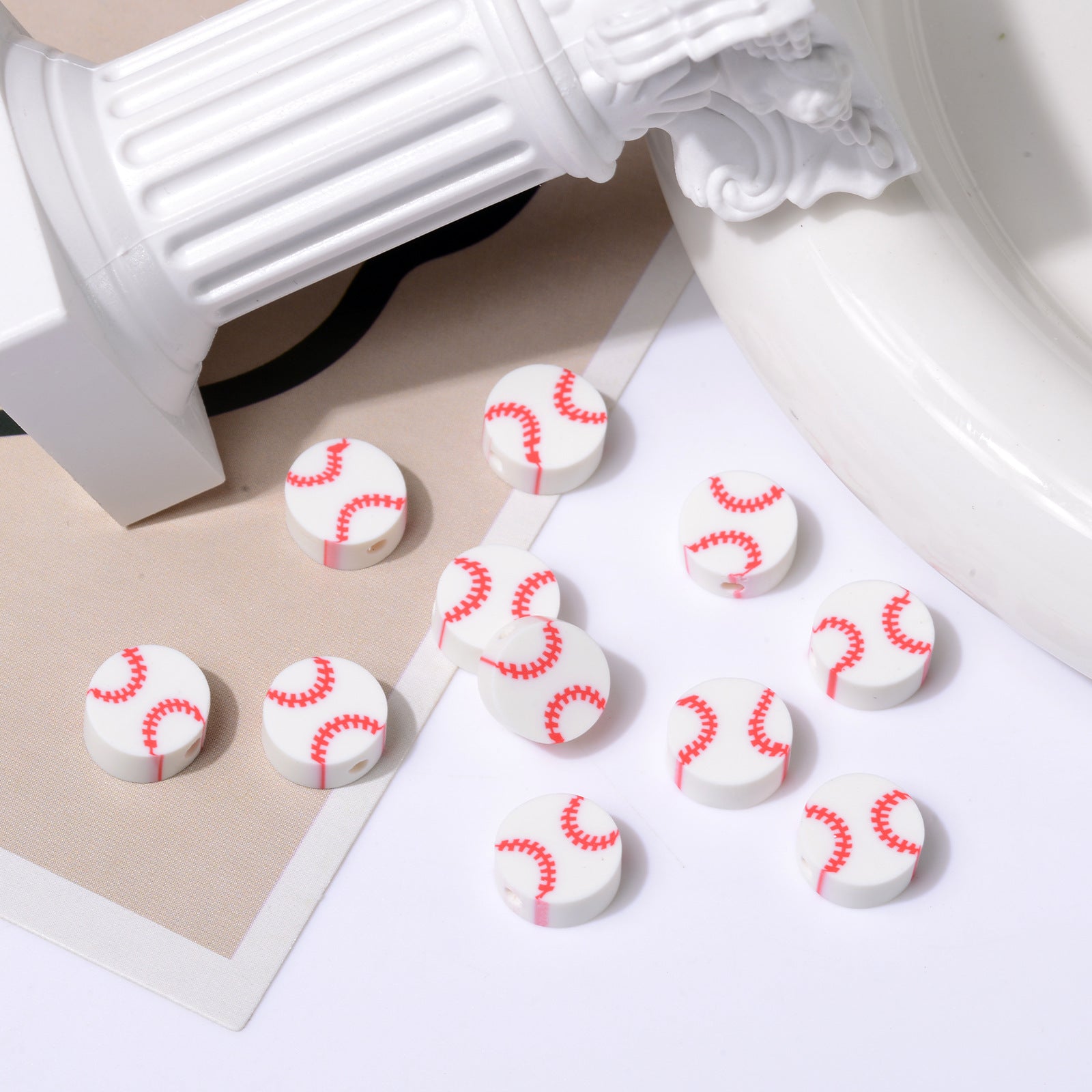 Wholesale 500pcs Baseball Soft Pottery Beads