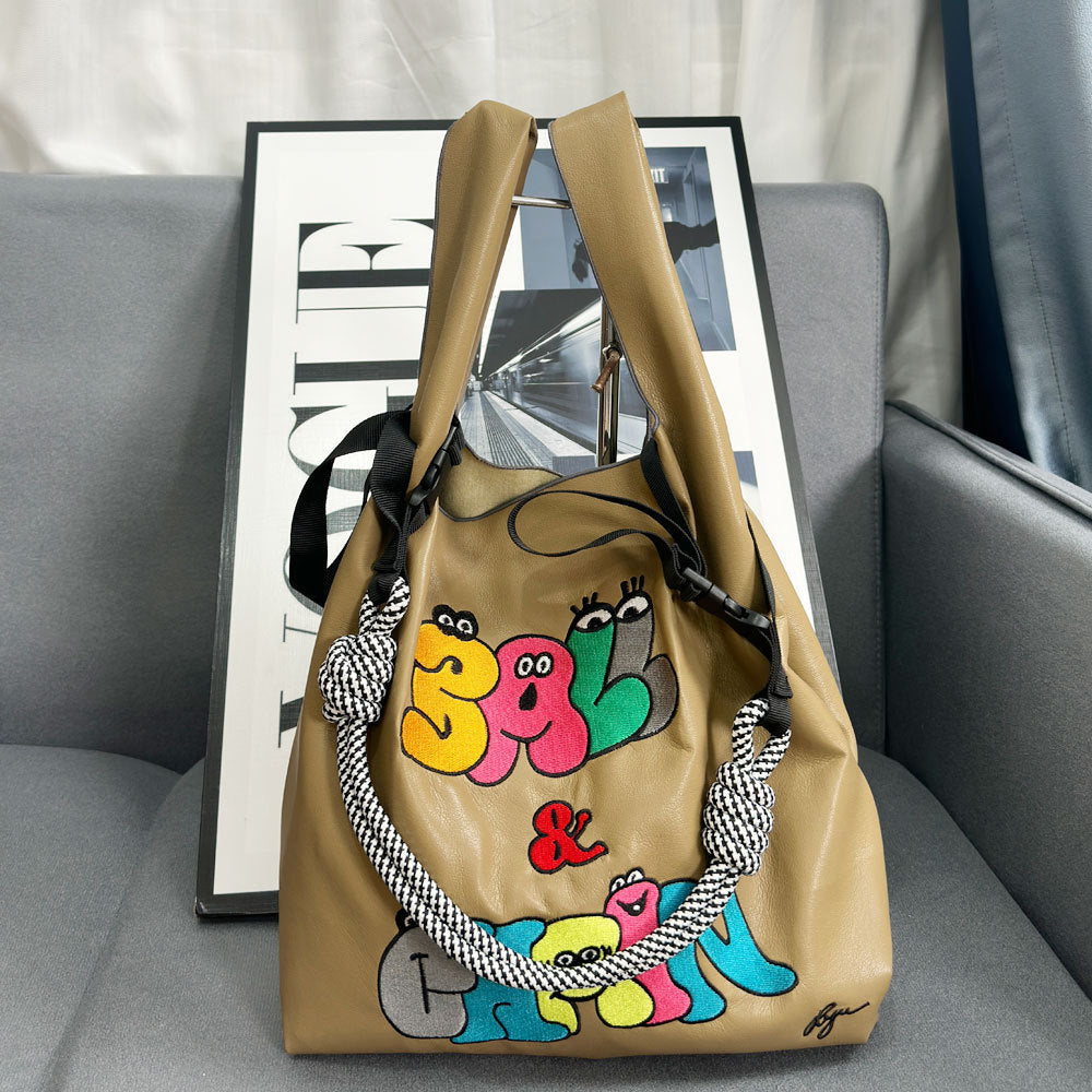 Wholesale Winter Leather Embroidered Shopping Bag Shoulder Bag