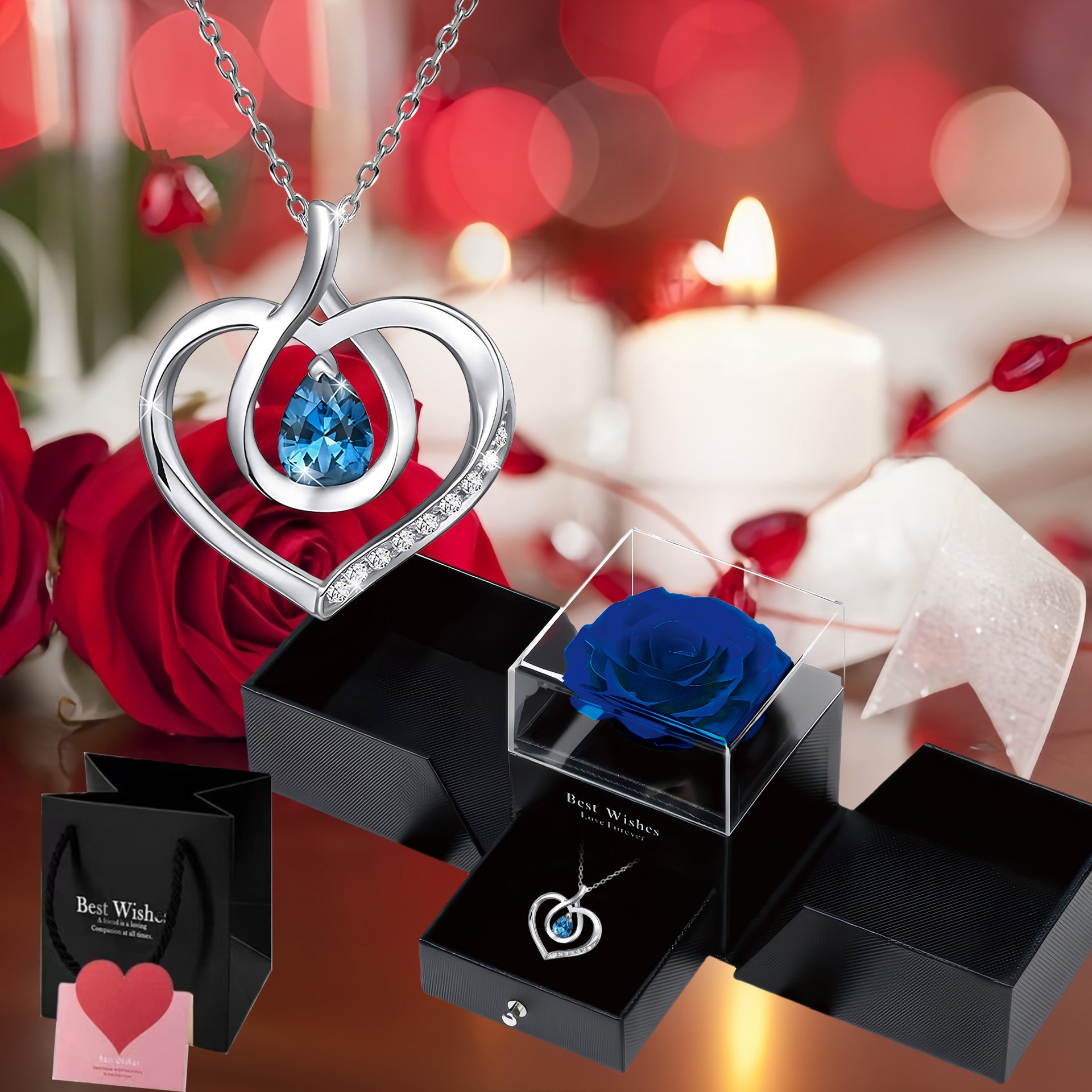 Wholesale Valentine' s Day zircon heart-shaped necklace