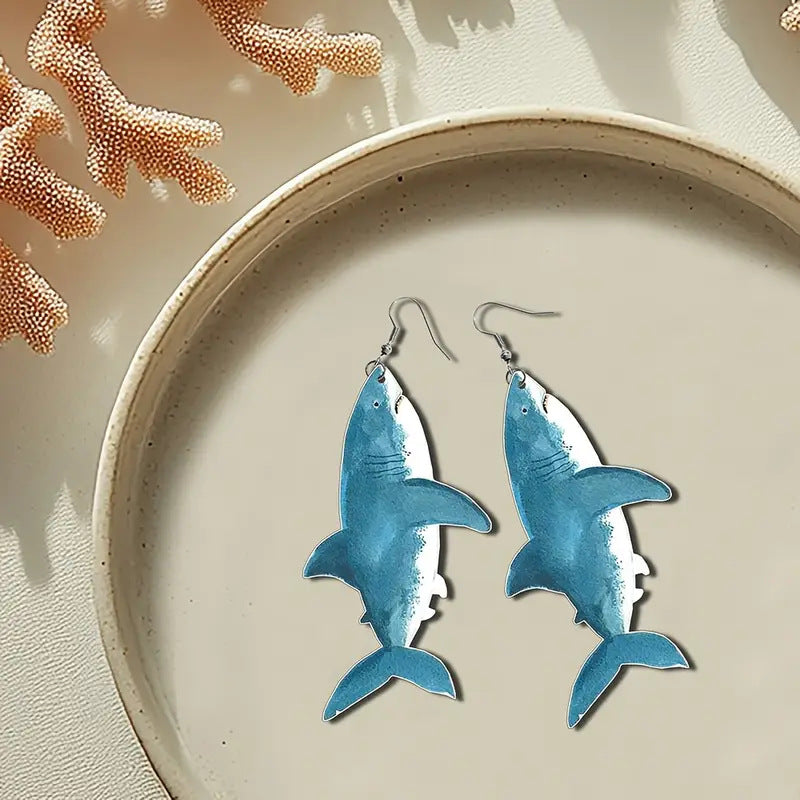 Wholesale Marine shark acrylic pendant earrings