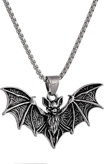 Wholesale Gothic  Bat Pendant Titanium steel necklace