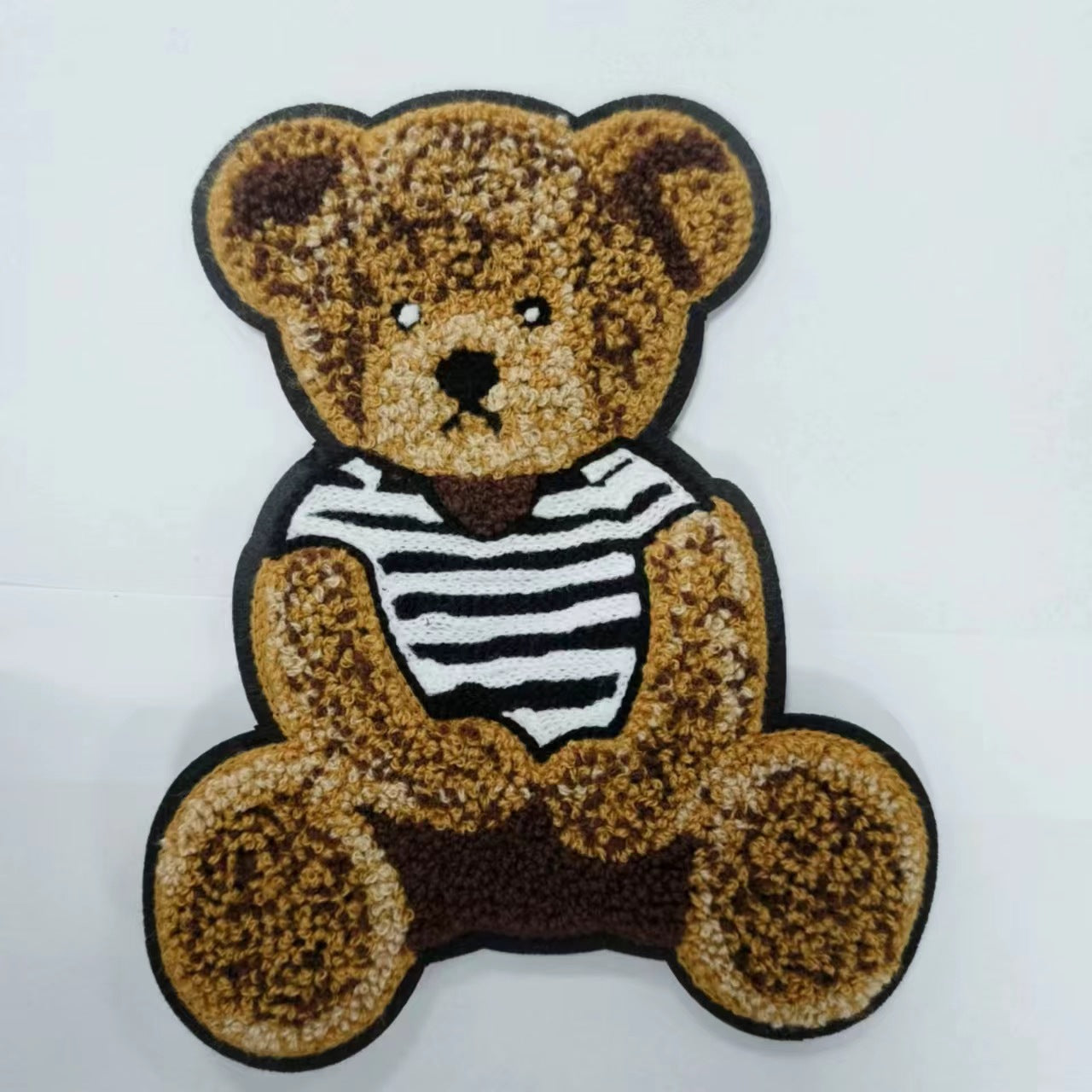 Wholesale Towel Embroidered Cute Bear Patch Black White Stripe Design Decorative Clothing Accent For Coats Everyday Gift And Resale Accessory