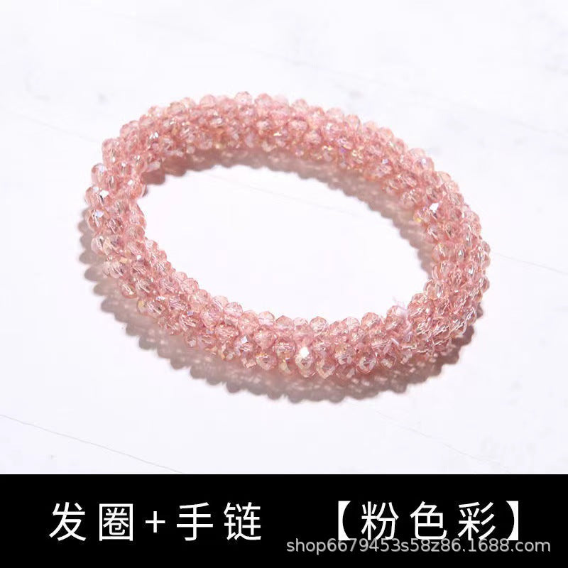 Wholesale Sequin Crystal Color Elastic Rubber Band Bracelet Dual Use
