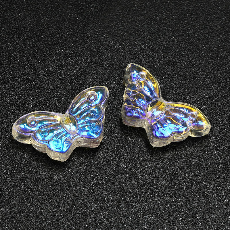 Wholesale 100pcs 8*15mm Glazed Butterfly Beads Symphony Straight Hole Glass Beads DIY