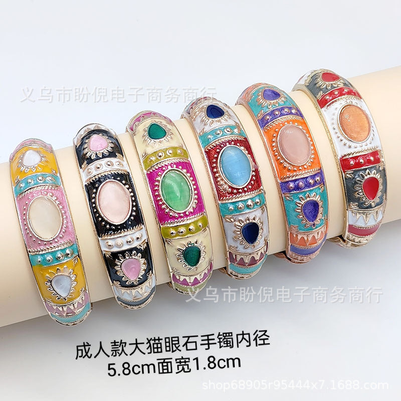 Wholesale 12pcs Cloisonne Children's and Adult's Thin and Wide Flower Bracelets