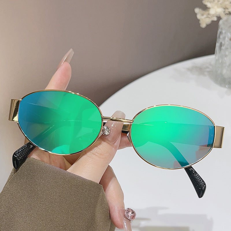 Wholesale Oval Metal Large Frame Sunglasses
