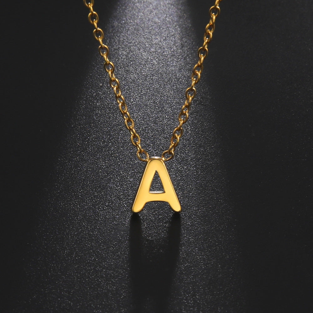 Wholesale 26 Letters Gold 18k Real Gold Electroplated 304 Stainless Steel Necklace
