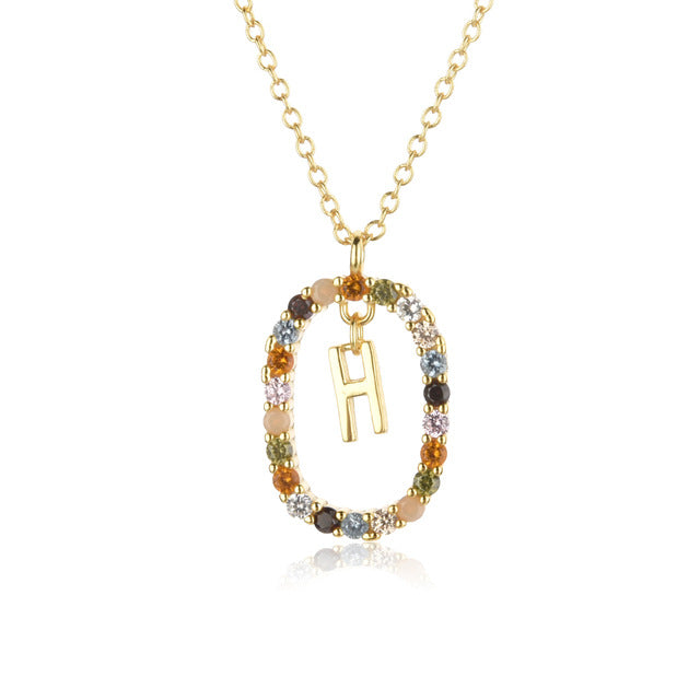 Collares de cobre de cristal de piedra preciosa de alfabeto al por mayor