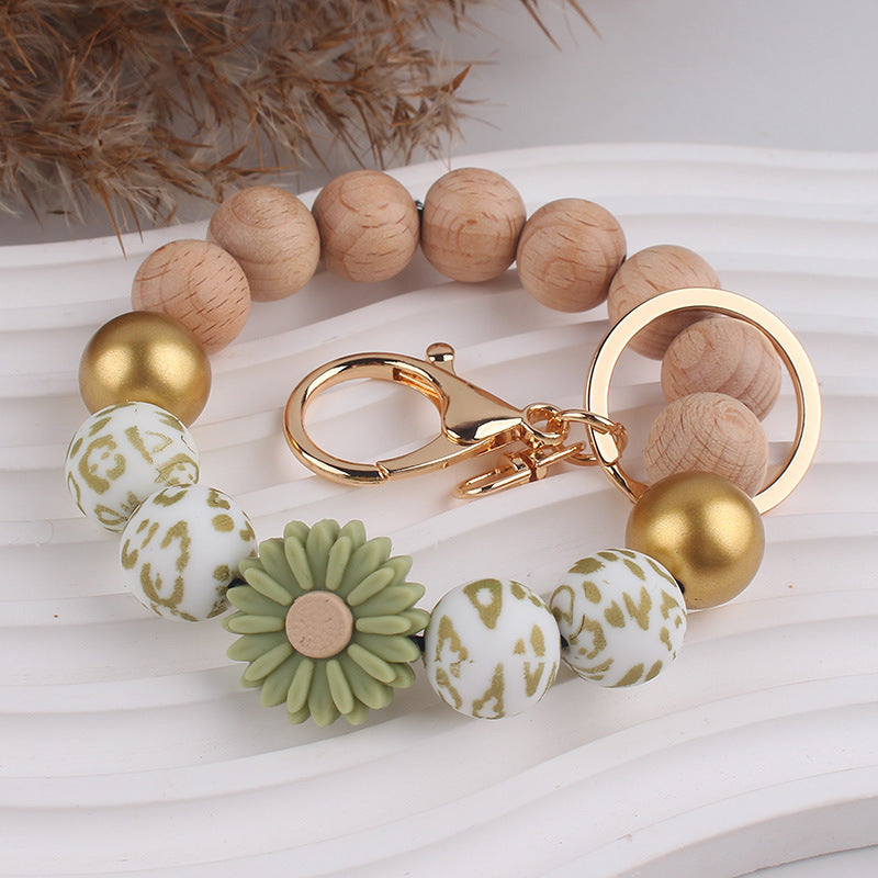 Wholesale -shaped Silicone Bead Wristlet Keychain