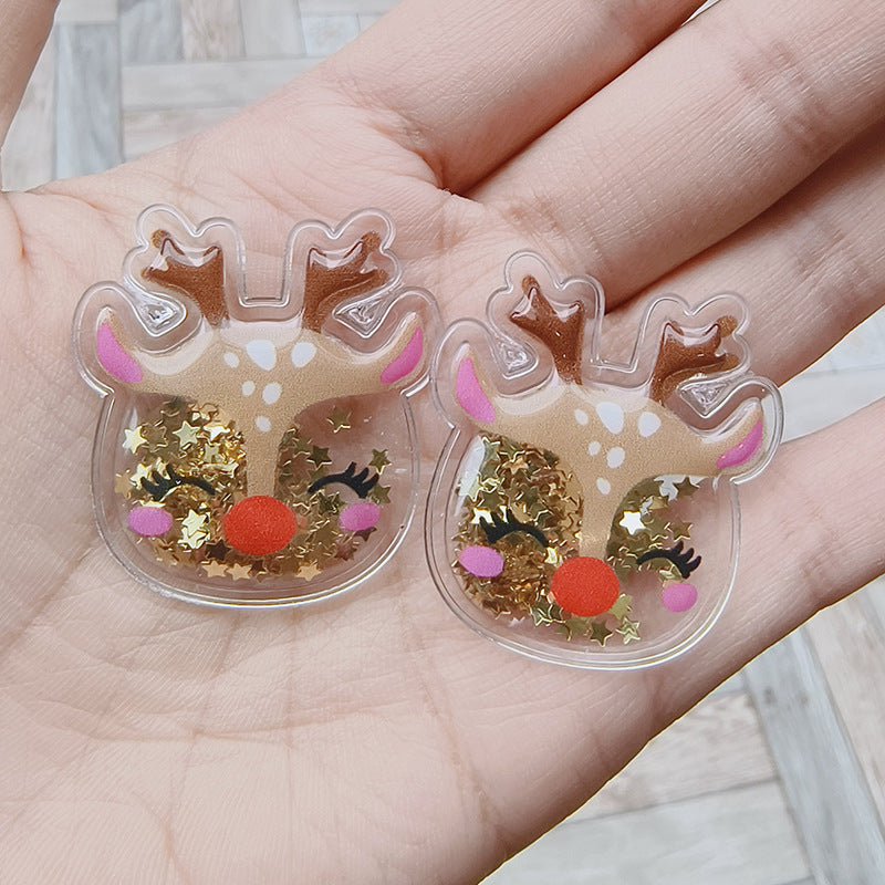 Wholesale Cartoon Quicksand Christmas PVC Quicksand Christmas Children's Hair Clip DIY Accessories