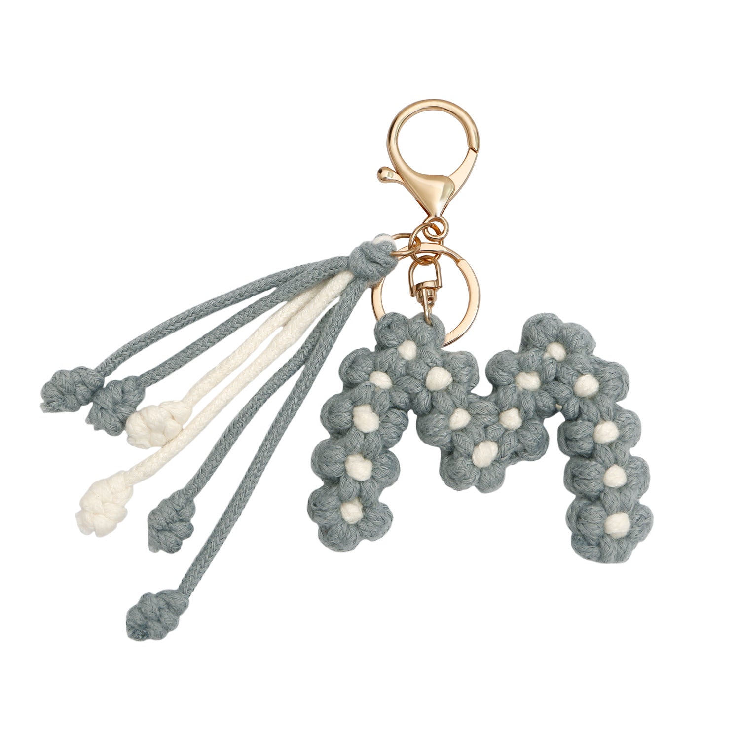 Wholesale Bohemian Handmade Woven Letters, Rice Ears, Flowers, Thanksgiving Maple Leaf Alloy Keychain