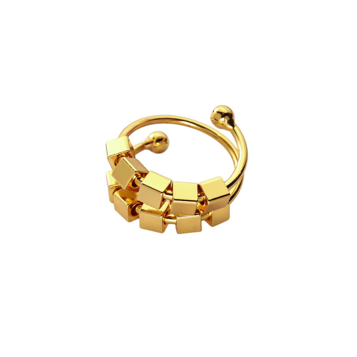 Wholesale Spiral bead rotatable open ring