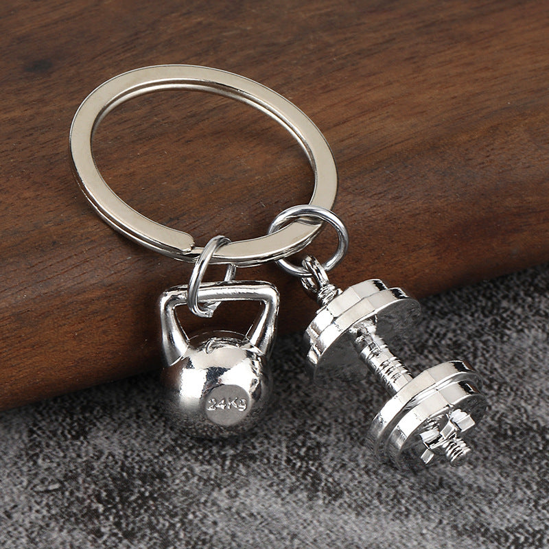 Wholesale Sports equipment weightlifting dumbbell Metal Keychain
