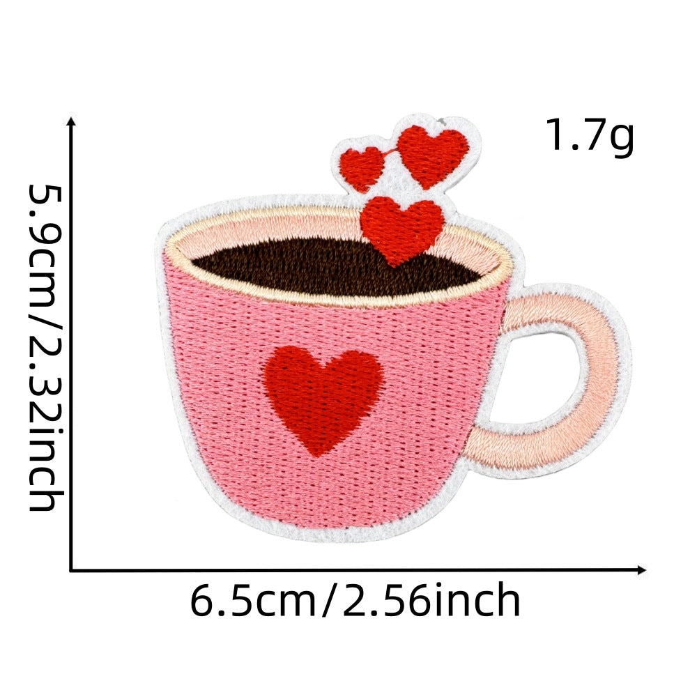 Wholesale Embroidered Iron On Patch Pink Valentine Hearts Cute Bear Design Wedding Scrapbook Decor Fashion DIY Accessory