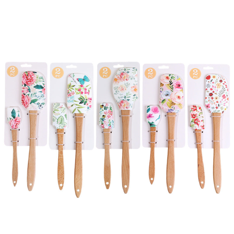 Wholesale Large and Small Set Cake Cream Spatula Wooden Handle Spatula
