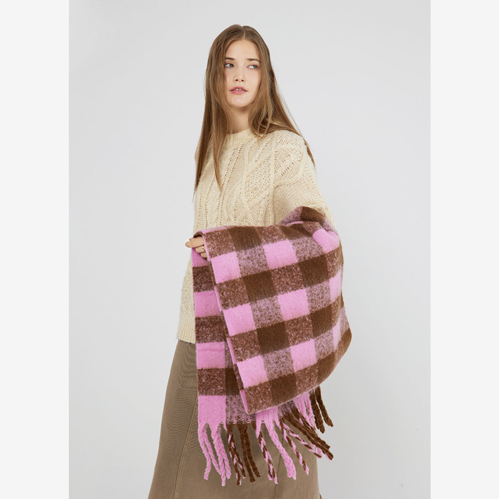 Wholesale Checkerboard Checker Women's Autumn and Winter Warm Polyester Scarf