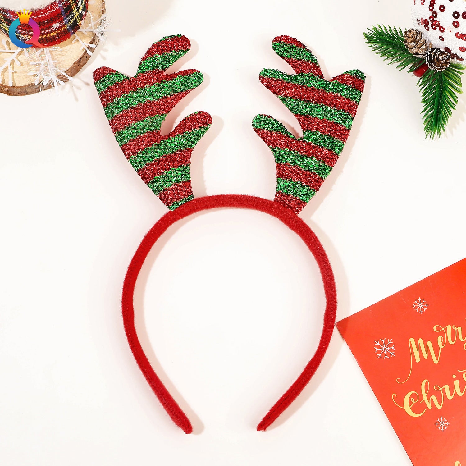 Wholesale Christmas antlers high skull top pressed holiday party headband