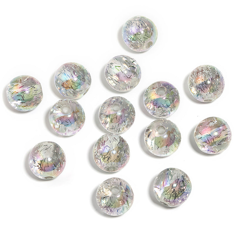 Wholesale 100pcsColorful Grey Acrylic Round Beads Sequins Straight Hole Beads