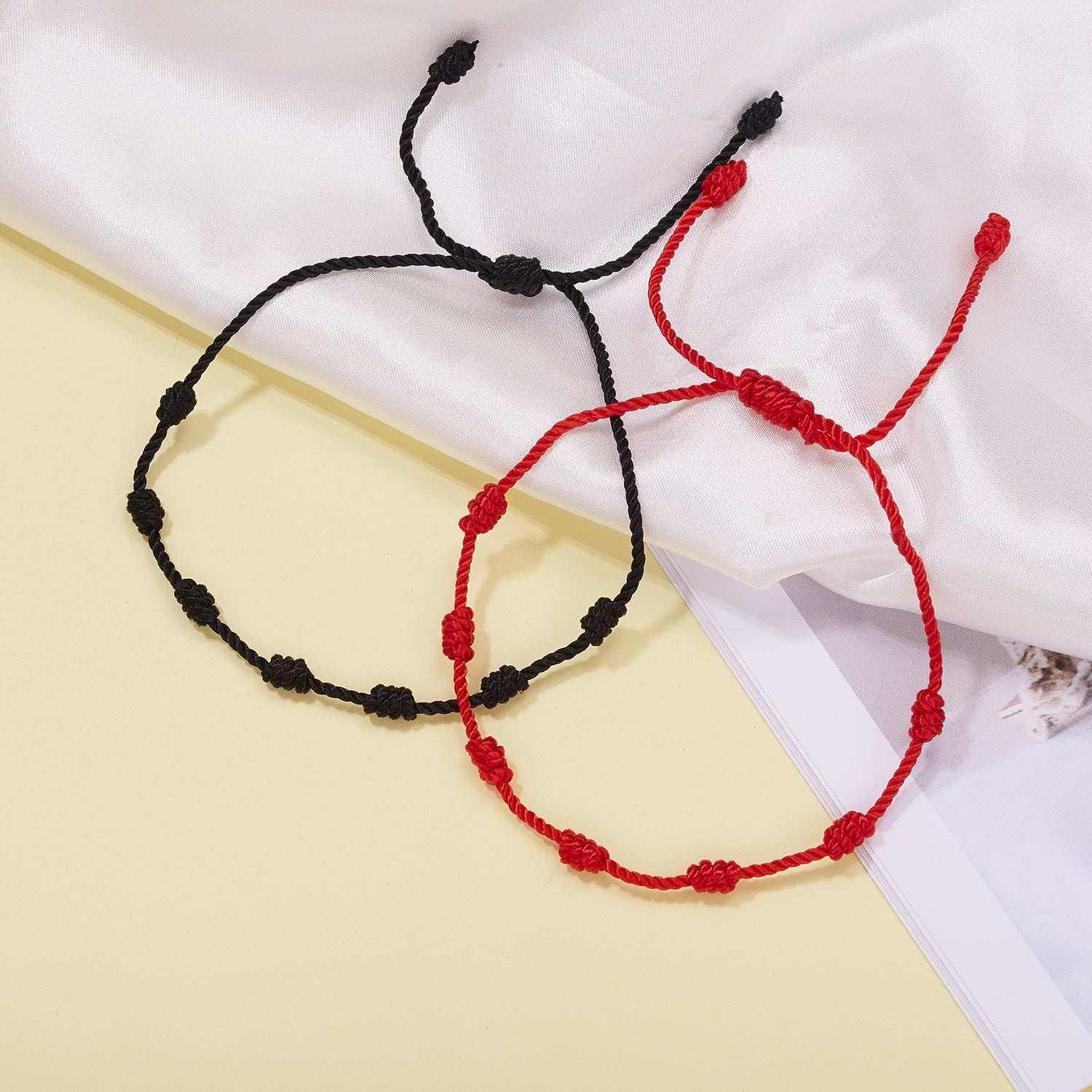 Wholesale Black Rope 7 Knot White Card Bracelet