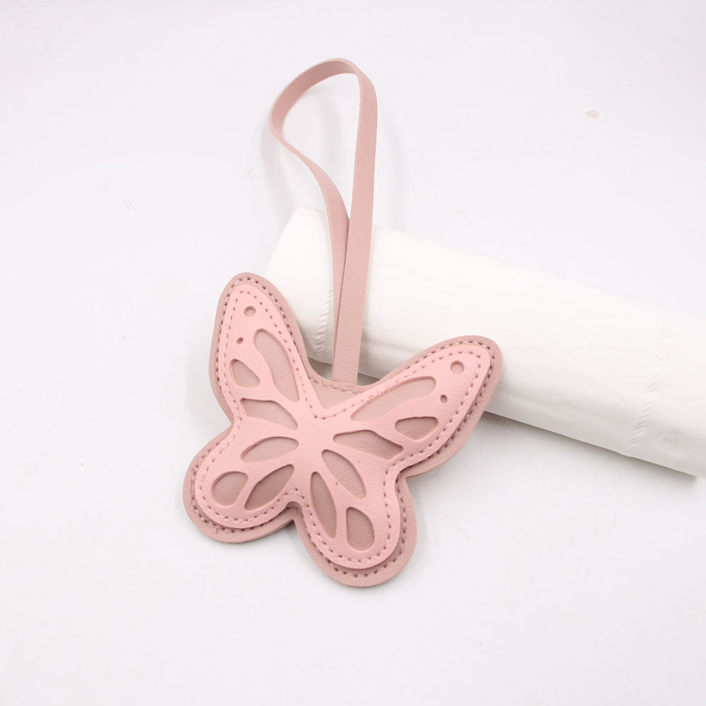 Wholesale Hollow Butterfly Artificial Leather Keychain Pendant Burgundy Bag Charm Fashion Accessory For Gifts And Car Keys