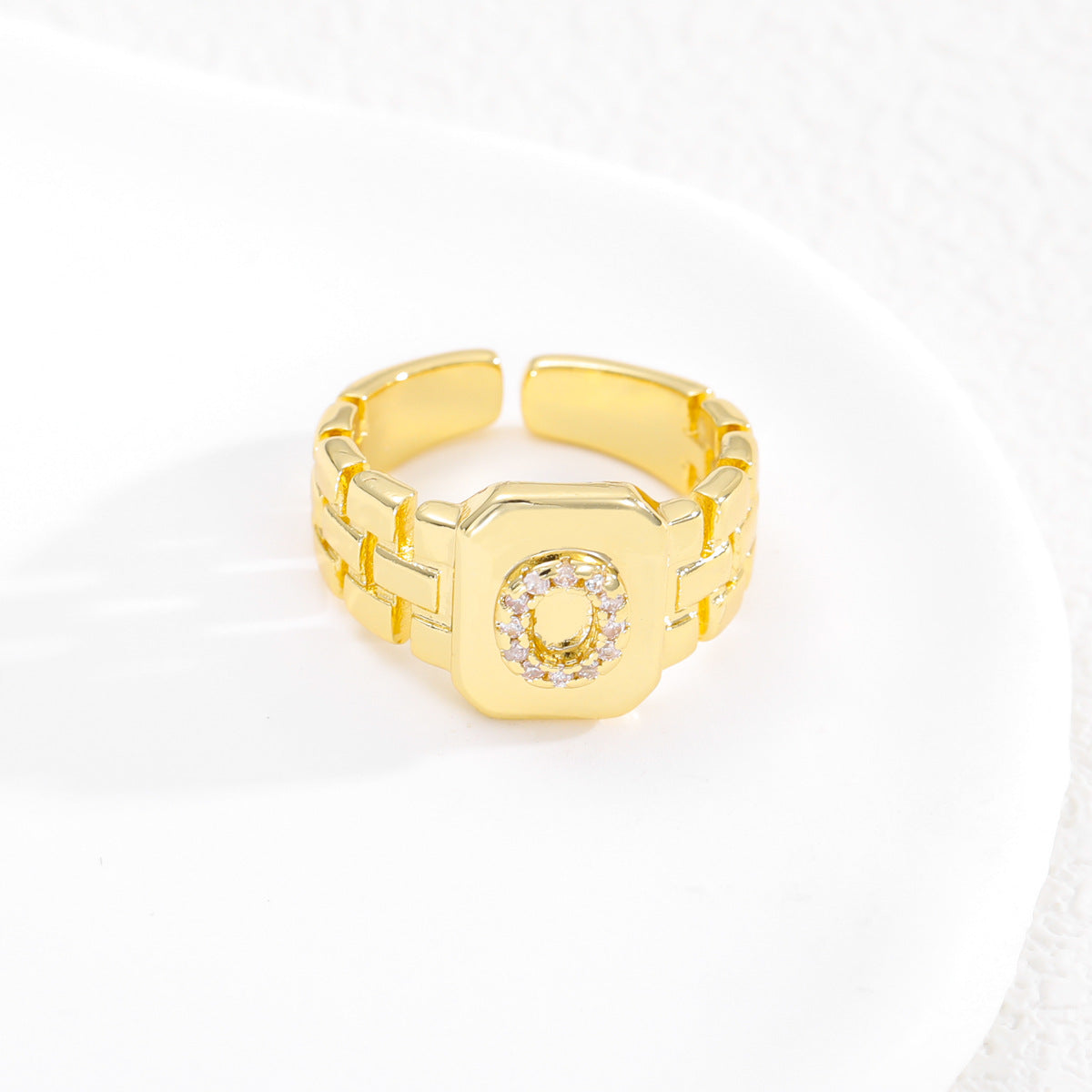 Wholesale Gold plated letter series open ring