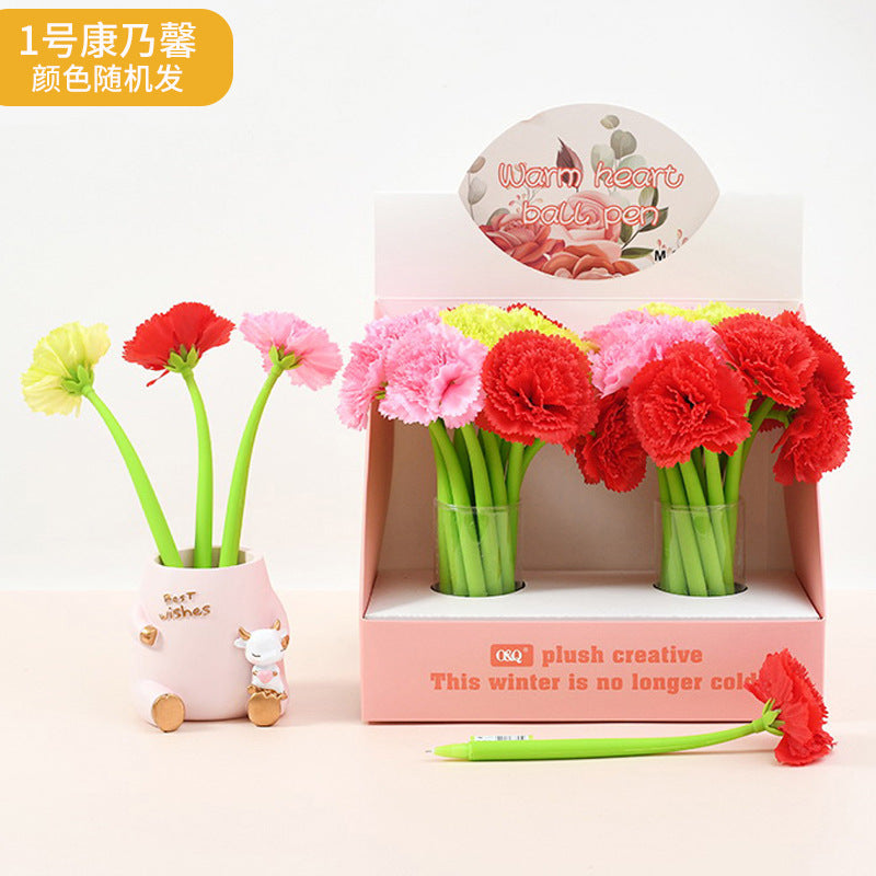 Wholesale Colorful flower soft silicone shaking  Plastic Pen