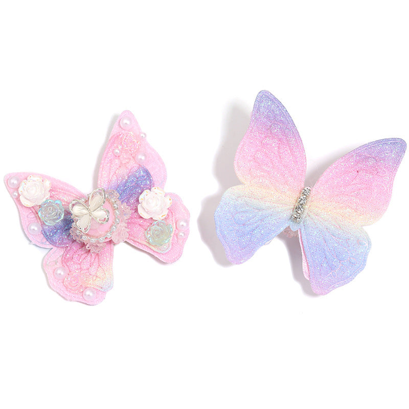 Wholesale 5PCS/Pack Rose Camellia Gradient Wings Butterfly Beads Heavy DIY Cute Pen Mobile Phone Chain Accessories