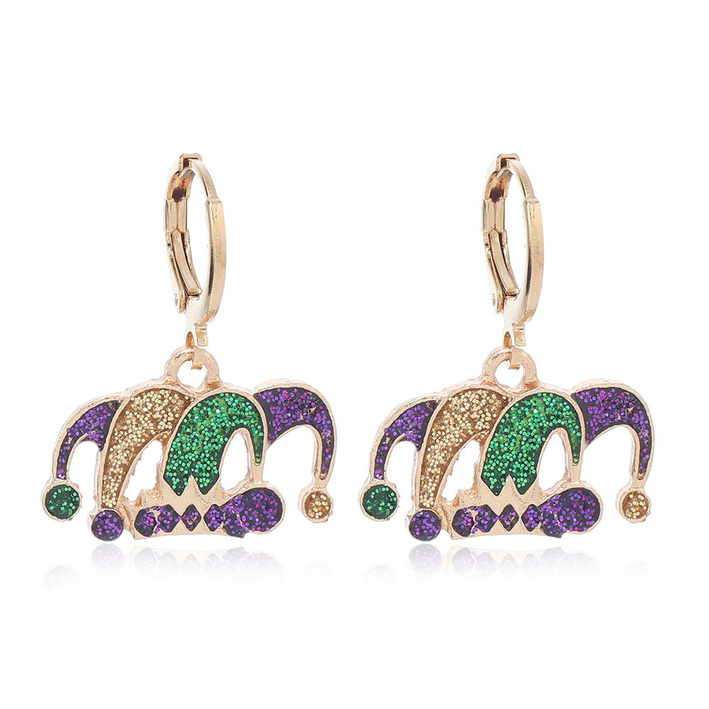 Wholesale Carnival Flash Iris Flower Mask  Crown Trendy Fashion All-match Earrings