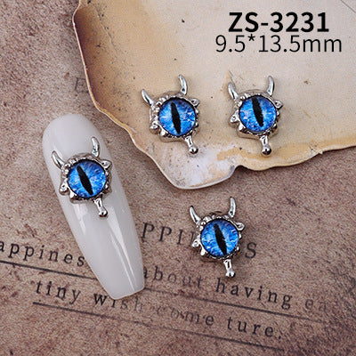 Wholesale Dark Cyberpunk Devil Eye Nail Art Decor In Alloy Metal Trendy Chic Nail Accessory For Everyday And Resale