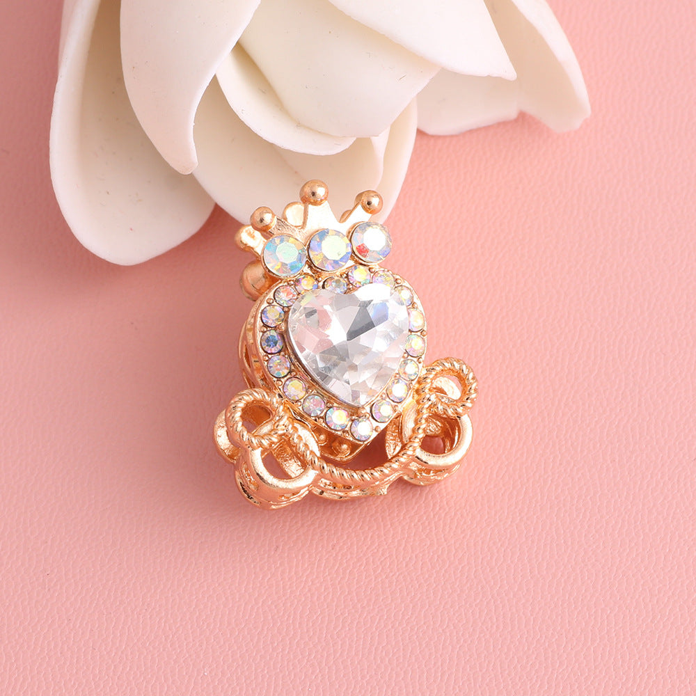 Wholesale 5pcs/pack  Pumpkin carriage heart-shaped crystal alloy rhinestone ball with straight hole  Fancy Beads