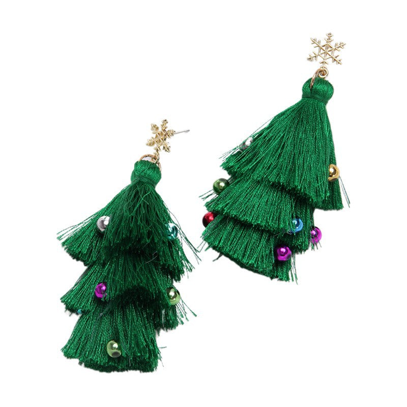 Wholesale Christmas Tassel Bell Long Earrings Hand Woven Alloy Women Jewelry Accessory Gift Boutique