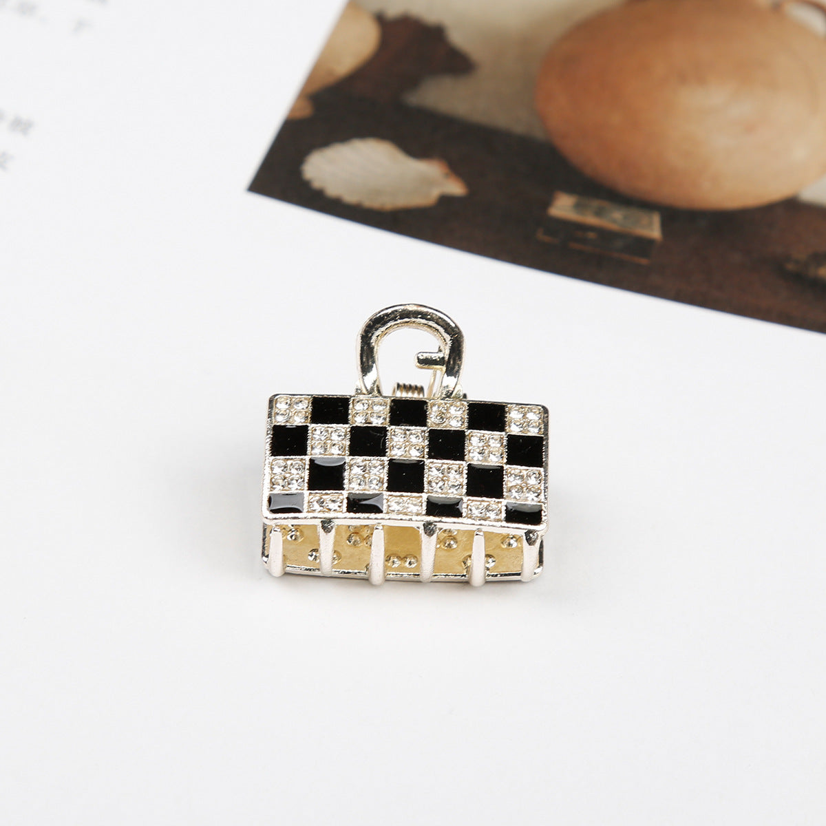 Wholesale Love Checkerboard Water Diamond Alloy Hair Clip