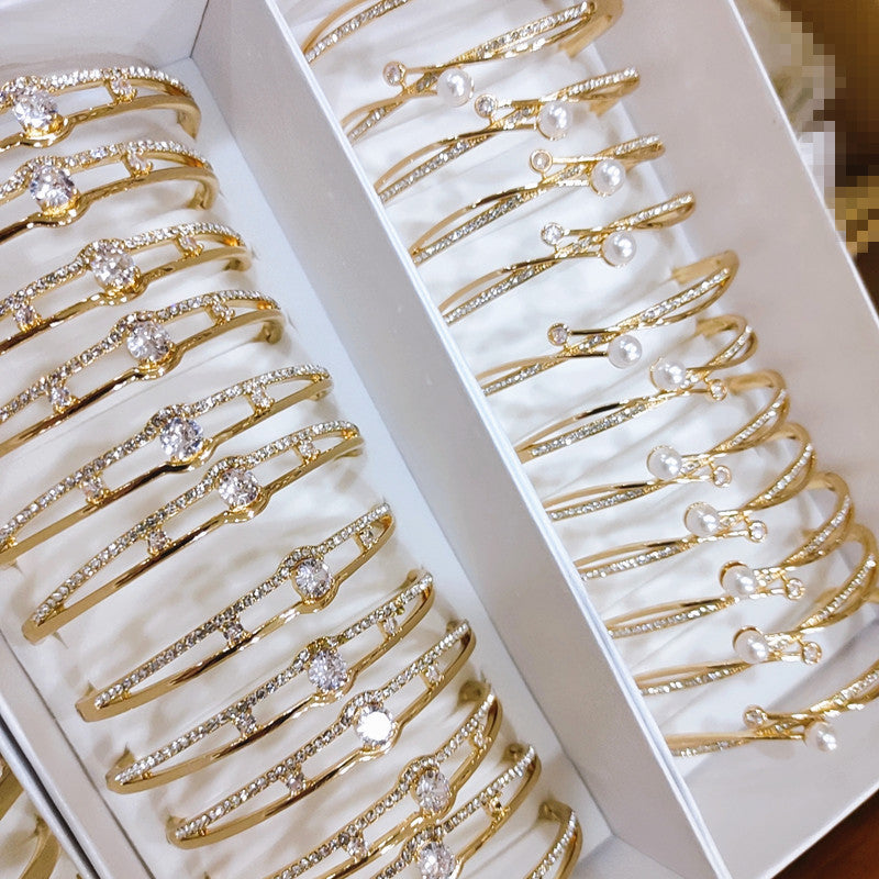 Wholesale 12PCS/Pack Mixed Zircon Charm Alloy Bracelet