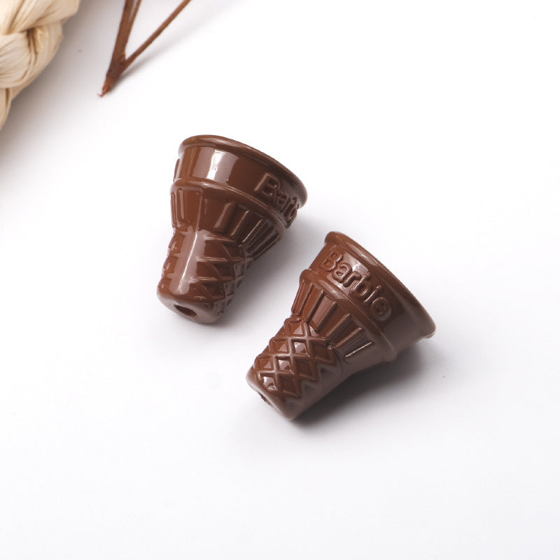 穴あきアクリルビーズ付き100個/パックのカラーコーンベイクドペイントアイスクリームの卸売