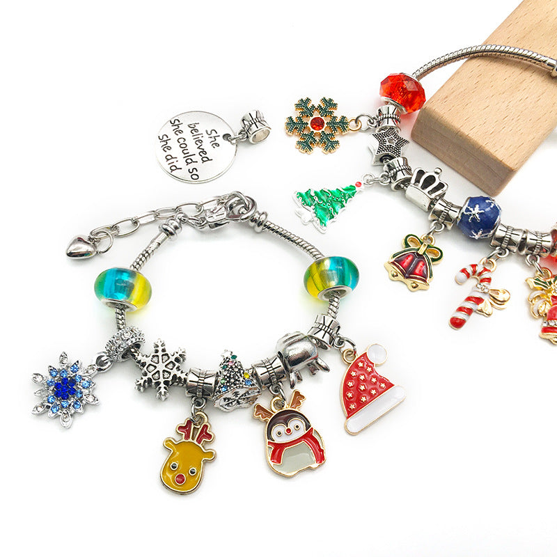 Wholesale 2PCS Christmas Stocking Silver Alloy Bracelet