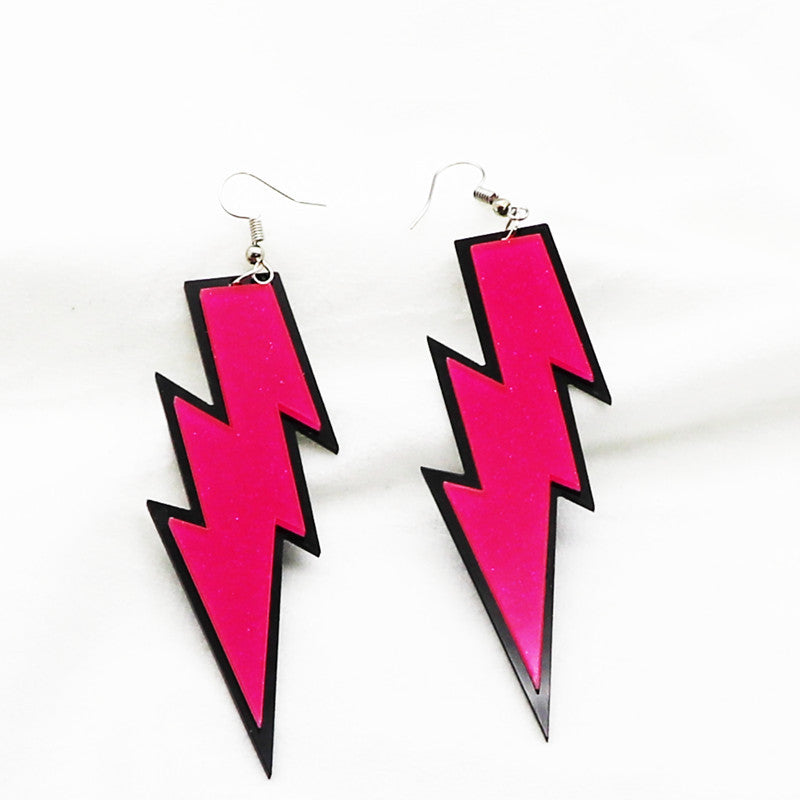 Wholesale Lightning Exaggerated Long Silver Needle Acrylic Earrings